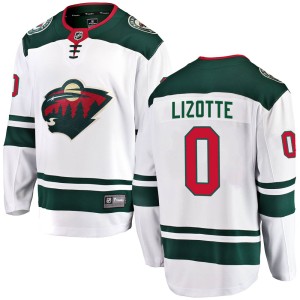 Minnesota Wild Jon Lizotte Official White Fanatics Branded Breakaway Youth Away NHL Hockey Jersey