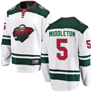 Minnesota Wild Jacob Middleton Official White Fanatics Branded Breakaway Youth Away NHL Hockey Jersey