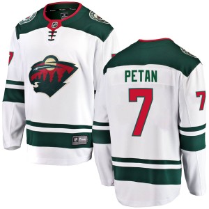 Minnesota Wild Nic Petan Official White Fanatics Branded Breakaway Youth Away NHL Hockey Jersey