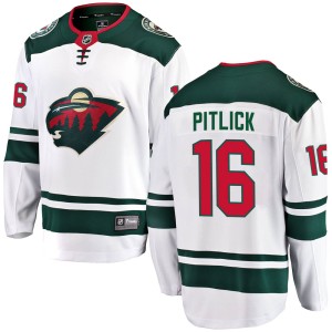 Minnesota Wild Rem Pitlick Official White Fanatics Branded Breakaway Youth Away NHL Hockey Jersey