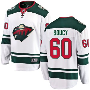 Minnesota Wild Carson Soucy Official White Fanatics Branded Breakaway Youth Away NHL Hockey Jersey