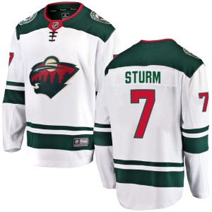 Minnesota Wild Nico Sturm Official White Fanatics Branded Breakaway Youth Away NHL Hockey Jersey