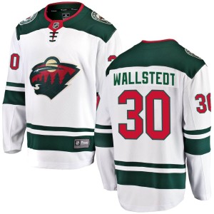 Minnesota Wild Jesper Wallstedt Official White Fanatics Branded Breakaway Youth Away NHL Hockey Jersey