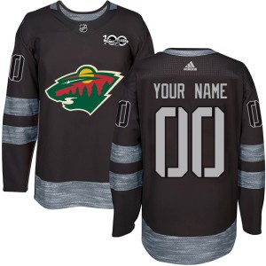 Minnesota Wild Custom Official Black Authentic Adult Custom 1917-2017 100th Anniversary NHL Hockey Jersey