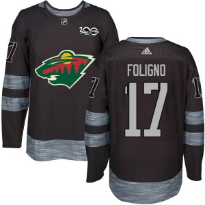 Minnesota Wild Marcus Foligno Official Black Authentic Adult 1917-2017 100th Anniversary NHL Hockey Jersey