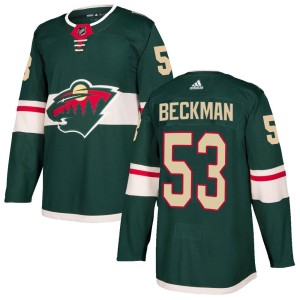 Minnesota Wild Adam Beckman Official Green Adidas Authentic Youth Home NHL Hockey Jersey