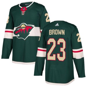 Minnesota Wild J.T. Brown Official Green Adidas Authentic Youth Home NHL Hockey Jersey