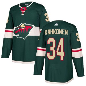 Minnesota Wild Kaapo Kahkonen Official Green Adidas Authentic Youth Home NHL Hockey Jersey