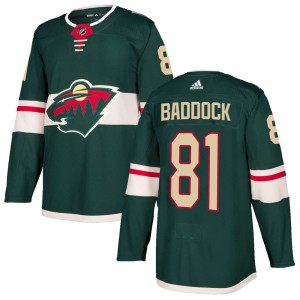 Minnesota Wild Brandon Baddock Official Green Adidas Authentic Adult Home NHL Hockey Jersey