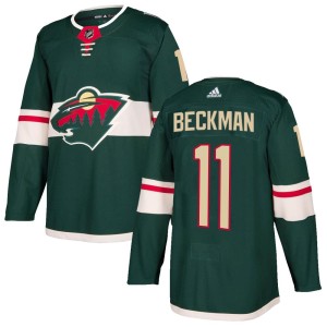 Minnesota Wild Adam Beckman Official Green Adidas Authentic Adult Home NHL Hockey Jersey