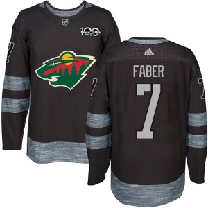 Minnesota Wild Brock Faber Official Black Authentic Youth 1917-2017 100th Anniversary NHL Hockey Jersey
