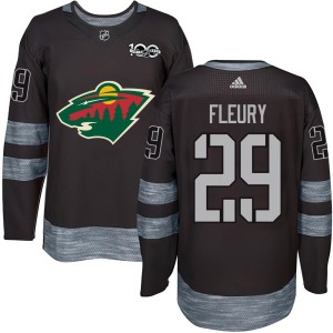 Minnesota Wild Marc-Andre Fleury Official Black Authentic Youth 1917-2017 100th Anniversary NHL Hockey Jersey