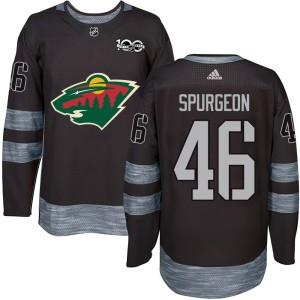 Minnesota Wild Jared Spurgeon Official Black Authentic Youth 1917-2017 100th Anniversary NHL Hockey Jersey