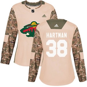 Minnesota Wild Ryan Hartman Official Camo Adidas Authentic Women's Veterans Day Practice NHL Hockey Jersey