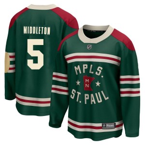 Minnesota Wild Jacob Middleton Official Green Fanatics Branded Breakaway Youth 2022 Winter Classic NHL Hockey Jersey