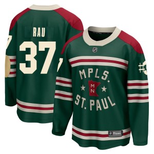 Minnesota Wild Kyle Rau Official Green Fanatics Branded Breakaway Youth 2022 Winter Classic NHL Hockey Jersey