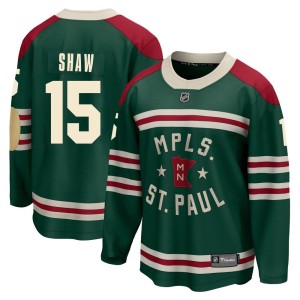 Minnesota Wild Mason Shaw Official Green Fanatics Branded Breakaway Youth 2022 Winter Classic NHL Hockey Jersey