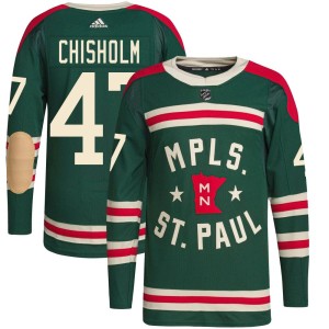 Minnesota Wild Declan Chisholm Official Green Adidas Authentic Youth 2022 Winter Classic Player NHL Hockey Jersey