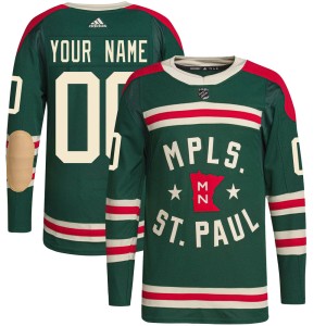 Minnesota Wild Custom Official Green Adidas Authentic Youth Custom 2022 Winter Classic Player NHL Hockey Jersey