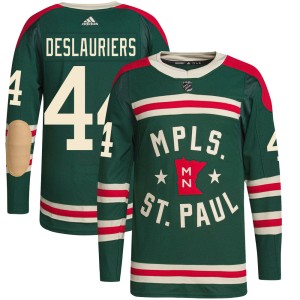 Minnesota Wild Nicolas Deslauriers Official Green Adidas Authentic Youth 2022 Winter Classic Player NHL Hockey Jersey