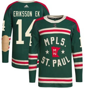 Minnesota Wild Joel Eriksson Ek Official Green Adidas Authentic Youth 2022 Winter Classic Player NHL Hockey Jersey