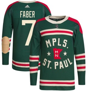 Minnesota Wild Brock Faber Official Green Adidas Authentic Youth 2022 Winter Classic Player NHL Hockey Jersey