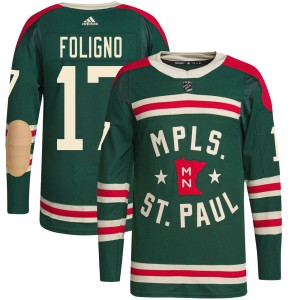 Minnesota Wild Marcus Foligno Official Green Adidas Authentic Youth 2022 Winter Classic Player NHL Hockey Jersey