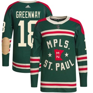 Minnesota Wild Jordan Greenway Official Green Adidas Authentic Youth 2022 Winter Classic Player NHL Hockey Jersey