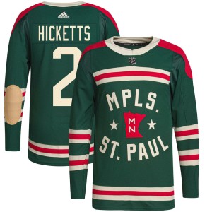 Minnesota Wild Joe Hicketts Official Green Adidas Authentic Youth 2022 Winter Classic Player NHL Hockey Jersey