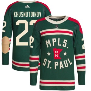 Minnesota Wild Marat Khusnutdinov Official Green Adidas Authentic Youth 2022 Winter Classic Player NHL Hockey Jersey