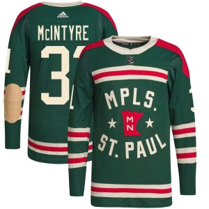 Minnesota Wild Zane McIntyre Official Green Adidas Authentic Youth 2022 Winter Classic Player NHL Hockey Jersey