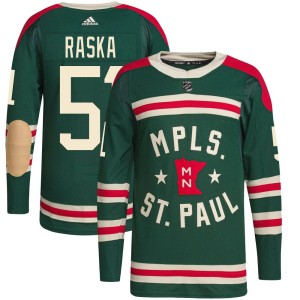 Minnesota Wild Adam Raska Official Green Adidas Authentic Youth 2022 Winter Classic Player NHL Hockey Jersey