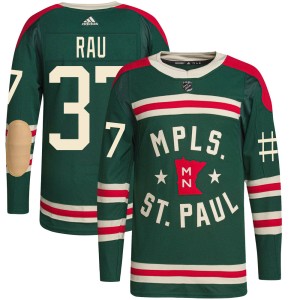 Minnesota Wild Kyle Rau Official Green Adidas Authentic Youth 2022 Winter Classic Player NHL Hockey Jersey