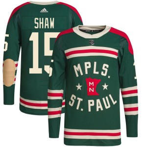 Minnesota Wild Mason Shaw Official Green Adidas Authentic Youth 2022 Winter Classic Player NHL Hockey Jersey