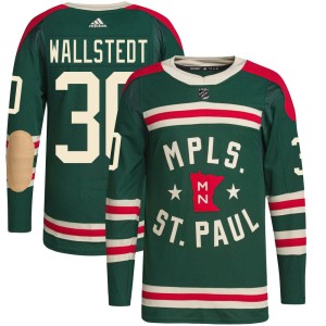 Minnesota Wild Jesper Wallstedt Official Green Adidas Authentic Youth 2022 Winter Classic Player NHL Hockey Jersey