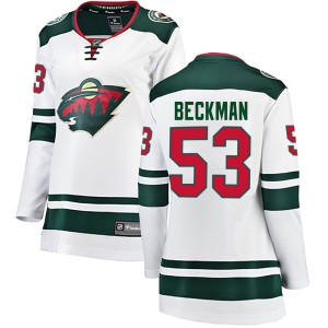 Minnesota Wild Adam Beckman Official White Fanatics Branded Breakaway Women's Away NHL Hockey Jersey