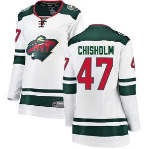 Minnesota Wild Declan Chisholm Official White Fanatics Branded Breakaway Women's Away NHL Hockey Jersey