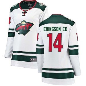 Minnesota Wild Joel Eriksson Ek Official White Fanatics Branded Breakaway Women's Away NHL Hockey Jersey