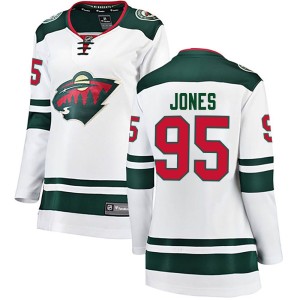 Minnesota Wild Hunter Jones Official White Fanatics Branded Breakaway Women's Away NHL Hockey Jersey