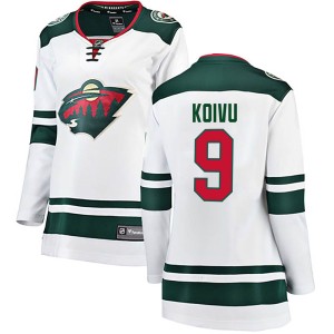 Minnesota Wild Mikko Koivu Official White Fanatics Branded Breakaway Women's Away NHL Hockey Jersey
