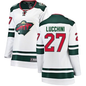 Minnesota Wild Jacob Lucchini Official White Fanatics Branded Breakaway Women's Away NHL Hockey Jersey