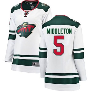 Minnesota Wild Jacob Middleton Official White Fanatics Branded Breakaway Women's Away NHL Hockey Jersey