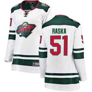 Minnesota Wild Adam Raska Official White Fanatics Branded Breakaway Women's Away NHL Hockey Jersey