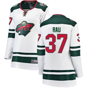 Minnesota Wild Kyle Rau Official White Fanatics Branded Breakaway Women's Away NHL Hockey Jersey