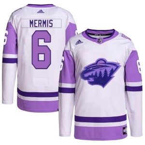Minnesota Wild Dakota Mermis Official White/Purple Adidas Authentic Youth Hockey Fights Cancer Primegreen NHL Hockey Jersey