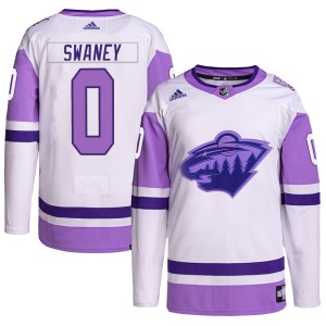 Minnesota Wild Nick Swaney Official White/Purple Adidas Authentic Youth Hockey Fights Cancer Primegreen NHL Hockey Jersey