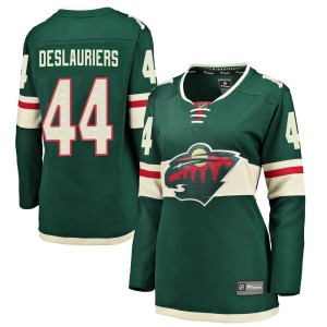 Minnesota Wild Nicolas Deslauriers Official Green Fanatics Branded Breakaway Women's Home NHL Hockey Jersey