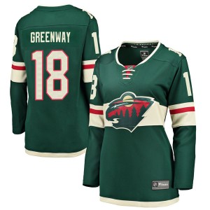 Minnesota Wild Jordan Greenway Official Green Fanatics Branded Breakaway Women's Home NHL Hockey Jersey