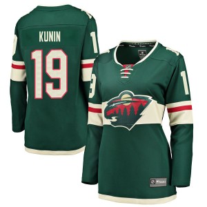 Minnesota Wild Luke Kunin Official Green Fanatics Branded Breakaway Women's Home NHL Hockey Jersey