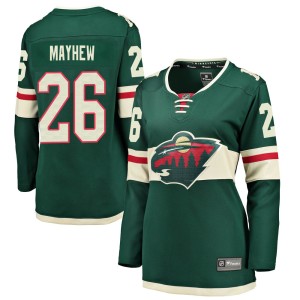 Minnesota Wild Gerald Mayhew Official Green Fanatics Branded Breakaway Women's ized Home NHL Hockey Jersey